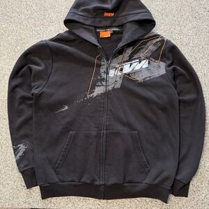 KTM Racing Hoodie Mens XXL Black Full Zip Fleece Powerwear